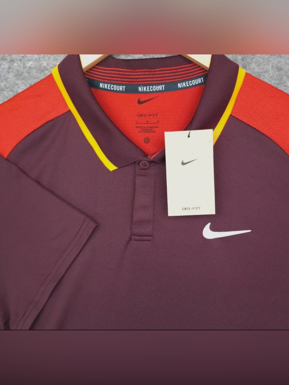 Mens Nike Court Advantage Dri-FIT Tennis Polo FD5314-652 Burgundy M DSWT